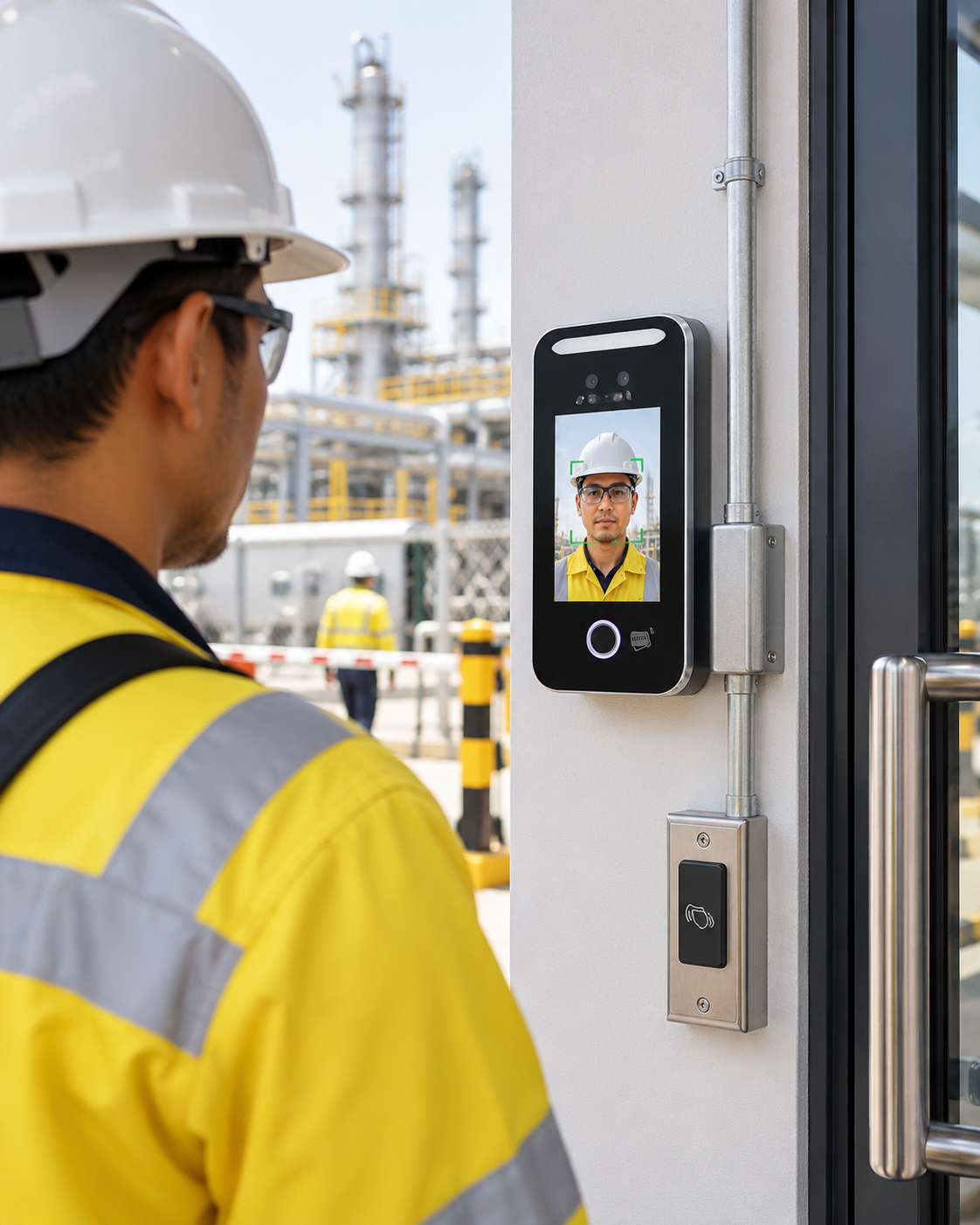Face recognition attendance and door access control system for an oil and gas operation