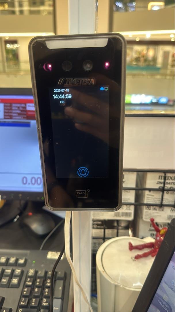 Timetera TT-52AI face recognition attendance terminal installed at a retail outlet in Malaysia