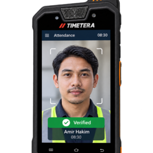 Timetera TT-H1 AI Pro rugged handheld attendance and patrol terminal front view